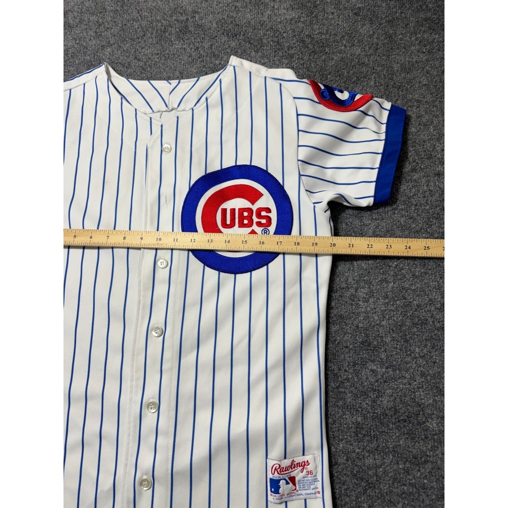 Vintage Chicago Cubs Rawlings Baseball Jersey Mens 36 White Pinstripe MLB USA - Picture 7 of 8